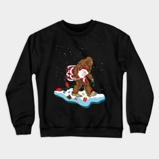 Bigfoot Kidnaps Santa Funny Christmas Crewneck Sweatshirt